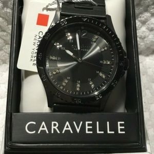 Caravelle by Bulova Gunmetal & Crystal Watch NWT